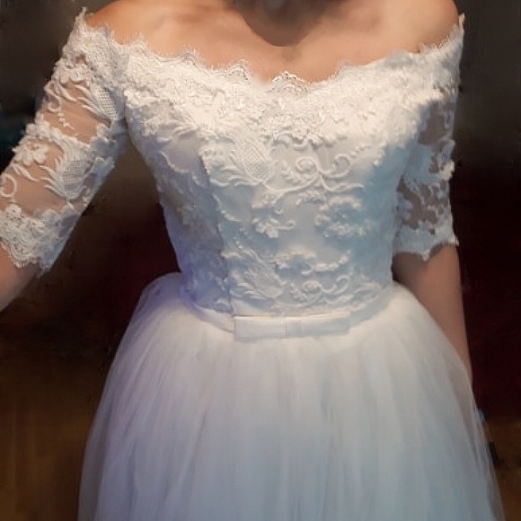 Courthouse Royal Satin Lace Wedding Dress, 4-28W - Picture 5 of 8
